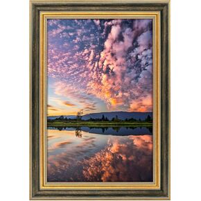 Space Art Deco, 12x18 Ornate Picture Frame without Mat for 12x18 Photo/Print, High Definition Real Glass Wall Display (Vintage Gold, 1 Pack)