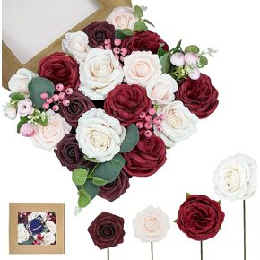Roses Artificial Flowers Vintage Dusty Blue Silk Bulk for DIY Wedding Bouquets Bridal Shower Decorations Fake Floral Arrangements Faux Flower Centerpieces for Table Home Decor Indoor Outdoor