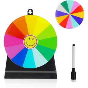 Delizon 10 Inch Color Prize Wheel, Double-Sided 8/16 Slot Spinning Wheel Fortune Game, Holiday Activities, Party, Classroom or Home Education