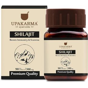 Upakarma Ayurveda 100% Pure Shilajit 90 Capsules for Strength,Stamina,Immune Support,Natural Source of Fulvic Acid & Trace Minerals-1000 MG for 2 Capsule(Daily Dosage), 45 Days of Supply - Pack of 1