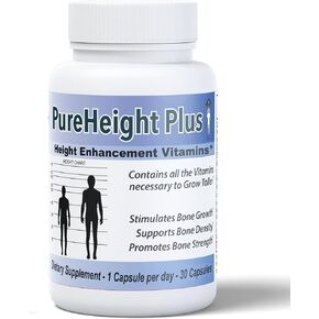 Height Growth Vitamins Grow Taller - Increase Bone Strength Bone Density Bone Growth Pills PureHeight Plus #1 Doctor Recommended Height Enhancement Supplement- Growth Vitamins for Kids, Teens & Adults