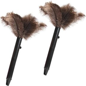 Extendable Ostrich Feather Duster for Dusting, Soft & Natural Feather Cleaning Tool with Adjustable 15-Inch Handle, Eco-Friendly and Reusable Handheld Duster, 2-Pack