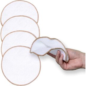 Non-Scratch Dish Scrubbies, Dish Washing Reusable Scrubber Pad, Pot Scrubbers for Washing Dishes, White and Blue, 5.5 in x 5.5 in, Pack of 4