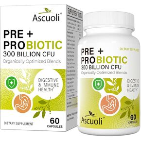Probiotics for Women & Men - 300 Billion CFU, 22 Strains Probiotics + 15 Organic Herbs Prebiotics Blend, Daily Probiotics for Digestive Health, Immune Constipation, Diarrhea, Bloating - 8 Month Supply