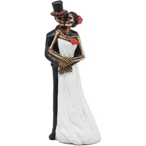 Ebros Love Never Dies Eternal Wedding Skeletons in Bridal Gown and Tuxedo Figurine Wedding Pose Picture Perfect Couple Dias De Los Muertos Day of The Dead Ossuary Macabre Decor Sculpture