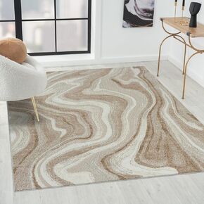 LUXE WEAVERS Marble Patterned Abstract Swirl Gold 8x10 Area Rug