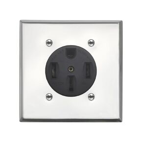 Nema 14-50 Outlet with Square Wall Plate, 50 Amp 125/250 Volt Receptacle, Flush Mounting Receptacle for EV RV Oven Range and Stove Outlet, 3-Pole 4-Wire, Nema 14-50r Receptacle with Plate