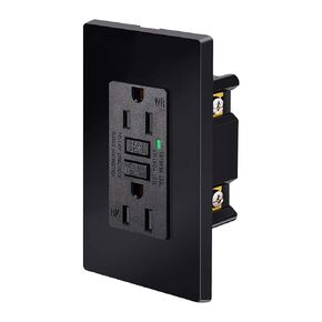 Black GFCI Outlet 15Amp 2PK,Nineleaf Black Outlets Receptacles,GFI Electrical Outlet with LED Indicator,Weather Resistant WR,Ground Fault Circuit Interrupters,120V,Wall Plates and Screws Included,ETL