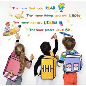 IARTTOP Inspirational Quote Wall Decal,The More That You Read Sticker,Colorful Motivational Saying for Classroom Nursery Library School Wall Decor