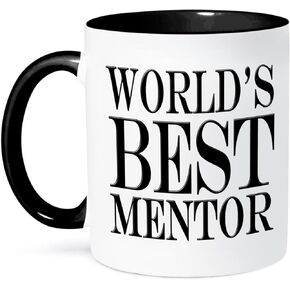 3dRose Worlds Best Mentor Two Tone Mug, 11 oz, Black