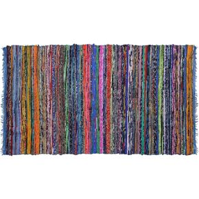 India Artistic Multi Color Chindi Rag Rug 4X6' | Hand Woven Rug & Reversible Rug | Recycled Cotton Chindi Rug for Living Room Kitchen | Rustic Rug | Cotton Rug | Runner Rugs (Red Colour)