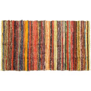 India Artistic Multi Color Chindi Rag Rug 4X6' | Hand Woven Rug & Reversible Rug | Recycled Cotton Chindi Rug for Living Room Kitchen | Rustic Rug | Cotton Rug | Runner Rugs (Red Colour) in Saudi Arabia
