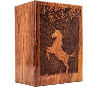 Engraved Unicorn Cremation Urns for Human Ashes Adult Male Female - Burial Urns for Cremated Remains, Dog Pet Memorial Urn Box, Urn for Ashes for Men Women, Decorative Urn (Medium - 140 Cu.in)