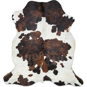 Light Tricolor Cowhide Rug Premium Cowhide Leather with Mixed White, Brown & Black Color Pattern - Natural Cowhide Rug for Office & Home Decor - Cow Hide Rugs 6x8 ft