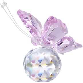H&D HYALINE & DORA Crystal Flying Butterfly with Crystal Ball Base Figurine Collection Cut Glass Ornament Statue Animal Collectible Pack of 4