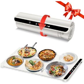 Electric Warming Tray - Full Surface Heating Food Warmer Mat with 3 Temperature Settings, Rollable & Portable, Auto Shut-Off - Silicone Food Heat Pads for Gatherings,Parties,Everyday Use