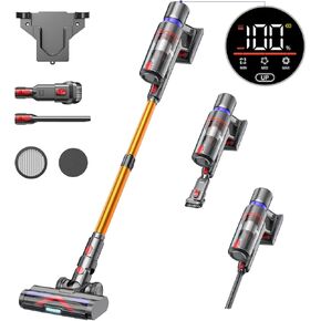 Cordless Vacuum Cleaner, 45Kpa/550W Vacuum Cleaners for Home, Stick Vacuum with Touch Screen, Max 55 Mins Runtime, Anti-tangle Wireless Vacuum, Lightweight Vacuum for Hardwood Floor, Pet Hair, Carpet
