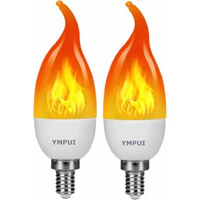 E12 Candelabra LED Flame Light Bulbs, Christmas Light Bulbs, 3 Modes Flickering Fire Light Bulb, 2W 1700K, for Home Decoration, Party, Holiday, 2 Pack