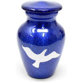 White Doves with Blue Speckle Decorative and Burial Cremation Urn for Human Ashes - Adult Men and Women Large