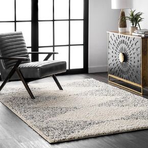 nuLOOM Scarlette Abstract Diamond Shag Area Rug, 8x10, Off-white