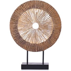 White and Gold Home Decor Sculpture, Modern Round Abstract Statue for Living Room Accent Decor, Coffee Table, Bookshelf, Office, and Console Centerpiece Decoration (White Gold)