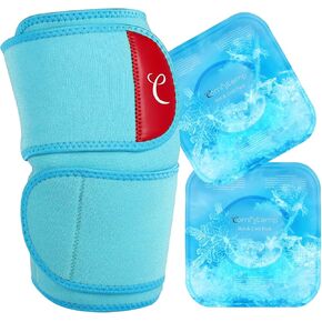 Comfytemp Large Knee Ice Pack Wrap with 2 Gel Soft Cold Pack, FSA HSA Eligible, Reusable Compression Knee Brace for Meniscus Tear, Joint Pain Relief, Arthritis, ACL, After Surgery Gifts for Men Women