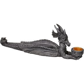 Pacific Giftware PTC 10 Inch Dragon Hand Painted Resin Incense and Candle Holder, Gray, Multi Color
