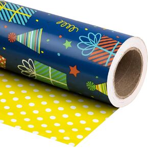 ورق تغليف قابل للعكس من WRAPAHOLIC - لفة صغيرة - 17 بوصة × 33 قدم - تصميم الآيس كريم لأعياد الميلاد والعطلات والحفلات وحفلات استقبال الطفل in Kuwait