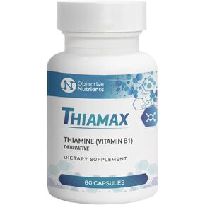 Objective Nutrients Thiamax Vitamin B1 (Thiamine TTFD) Capsules, No Fillers or Flow Agents, 100mg, 60 Count