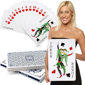 Cholemy Jumbo Playing Cards 11 x 17 Inches Giant Deck of Cards Large Print Playing Cards Oversized Full Deck Cards for Kids Adults Game, Party Decorations