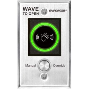 Seco-Larm SD-927PKC-NEVQ Pack of 2 Enforcer Wave-to-Open Sensor with Manual Override Button, Stainless Steel Single-gang Plate, LED Illuminated Sensor Area, Range Adjustable, Dual 12-24VAC/VDC
