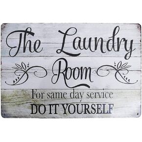 PXIYOU The Laundry Room for Same Day Serveice Vintage Distressed Look Metal Sign Home Bathroom Wash Room Signs Country Home Decor 8X12Inch