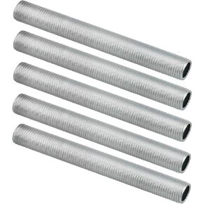 Lamp Pipe Nipple 5PCS M10 Thread 80mm Long 1mm Pitch Zinc Plated All Thread Pipe Nipple Hollow Lamps Repair Part Hardware Silver