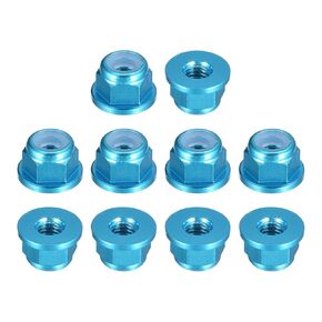 uxcell Nylon Insert Hex Lock Nuts, 10pcs - M3 x 0.5mm Aluminum Alloy Self-Locking Nut, Anodizing Flange Lock Nut for Fasteners (Sky Blue)