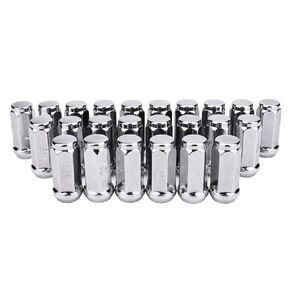 IRONTEK Wheel Lug Nuts 14X1.5 Thread Close End 24 Pieces Silver Chrome Truck Socket Lug Nuts for Ford/Acura/Cadillac/Chevy/Chrysler/GMC/Honda/Jeep/Toyota/Hummer