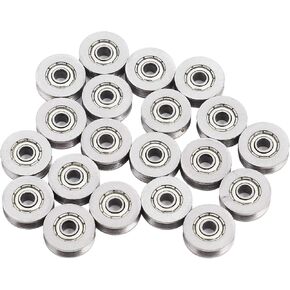 Heayzoki V Bearing,20pcs V623ZZ V Ball Bearing Pulley for Rail Track Linear Motion System 3x12x4mm,Double Shielded Carbon Seel V Pulley Ball Bearing