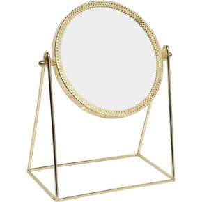 LONGSHENG - SINCE 2001 - Makeup Mirror Single Sided Cosmetic Mirror Rectangle Beauty Mirror Handmade Make Up Mirror 9.25inch for Dresser Vanity Tabletop Desk - Gold
