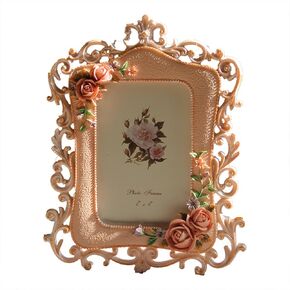 4x6 Picutre Frames, Vintage Resin Photo Frame for Tabletop Display, Retro 3D Flower Frame Stand, Home Decor for Table