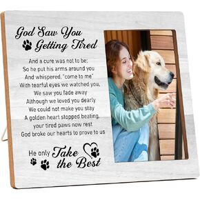 Pet Memorial Gifts Picture Frame, Dog Loss Memory Frame Gift, Loss of Cat Sympathy Gift for Loss of Loved Pet, Remembrance Photo Frame Gift, Condolence Gifts, God Saw You Getting Tired -f(05)
