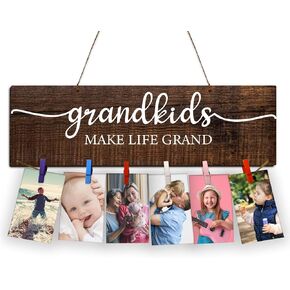 Birthday Gifts for Grandma from Grandkids,First Time New Grandma Gifts,Grandma Picture Photo Frame,Grandkids Make Life Grand Grandma’s Brag Board,Grandparents Gifts