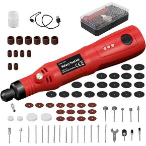 3.7V Cordless Rotary Tool Kit,3-Speed Multi Power Carving Grinder Tools 15000RPM with 2.0Ah Rechargeable Battery,76Pcs Accessories for Engraving,Sanding,Polishing,Drilling,Grinding,DIY