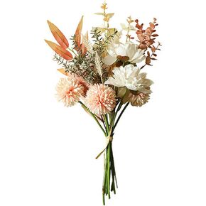 Artificial Silk Flowers for Home Decor and Wedding, Faux Flower Dining Table Centerpiece. Artificial Plants Dahlia Flower Arrangement. Silk Flowers for Decoration