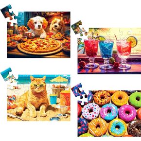 mjyphdm 4 Pack 16 Large Piece Puzzle for Seniors, Alzheimer's Cognitive Jigsaw Puzzles for Elderly, for Dementia Easy Fun Puzzles Memory Game with 4 Storage Bags