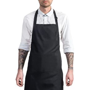 Adjustable Bib Apron, Waterproof, with 2 Pockets, Neck Strap and Extra Long Tie, Cooking Kitchen Aprons for Unisex