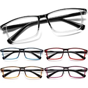 Hubeye 5PCS Reading Glasses Men Unbreakable Blue Light Blocking Computer Readers Women Anti Glare UV Ray Filter Eyeglasses