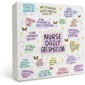 Nurse Daily Inspirational Wooden Sign - Nurse Daily Affirmations Wooden Signs For Home Decor, Nurse Inspirational Desk Decor, Nurse Gifts Table Decor, Nurse Gifts For Women, Positive Gifts For Nurse