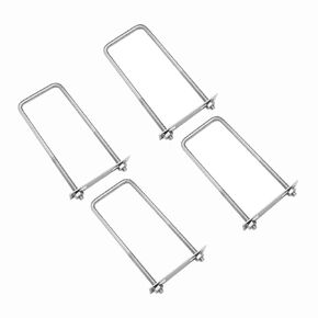 4 Sets 304 Stainless Steel Square U-Bolts 1.57"(40mm) Inner Width, 4.72"(120mm) Length Stainless M8 with Nuts, Frame Plate, Accessories for Automobiles Trailer, Boat Trailer Industrial Parts