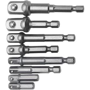 1/4" 3/8" 1/2" Hex Shank Impact Driver Adapter Quick Change Drill Extension Bit Set Socket to Drill Adapter 8Pcs