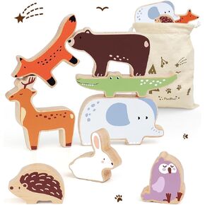 PairPear Educational Toys Set 3 in 1 - Wooden Toys Shape Sorter Cubes - Activity Stacking Toys - Animal Todder Puzzles - Classic Learning Toys Gift for Baby 1 Year Old and Up.