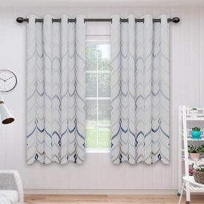 Easy-Going Printed Blackout Curtains for Bedroom, Gradient Line Color Noise Reduction Curtain Drapes, Light Blocking Thermal Insulated Grommet Curtain, 2 Panels, 52 x 63 in, Gray